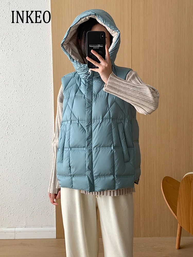 2023 осенне-зимняя безрукавка с капюшоном теплая Женская однотонная куртка в