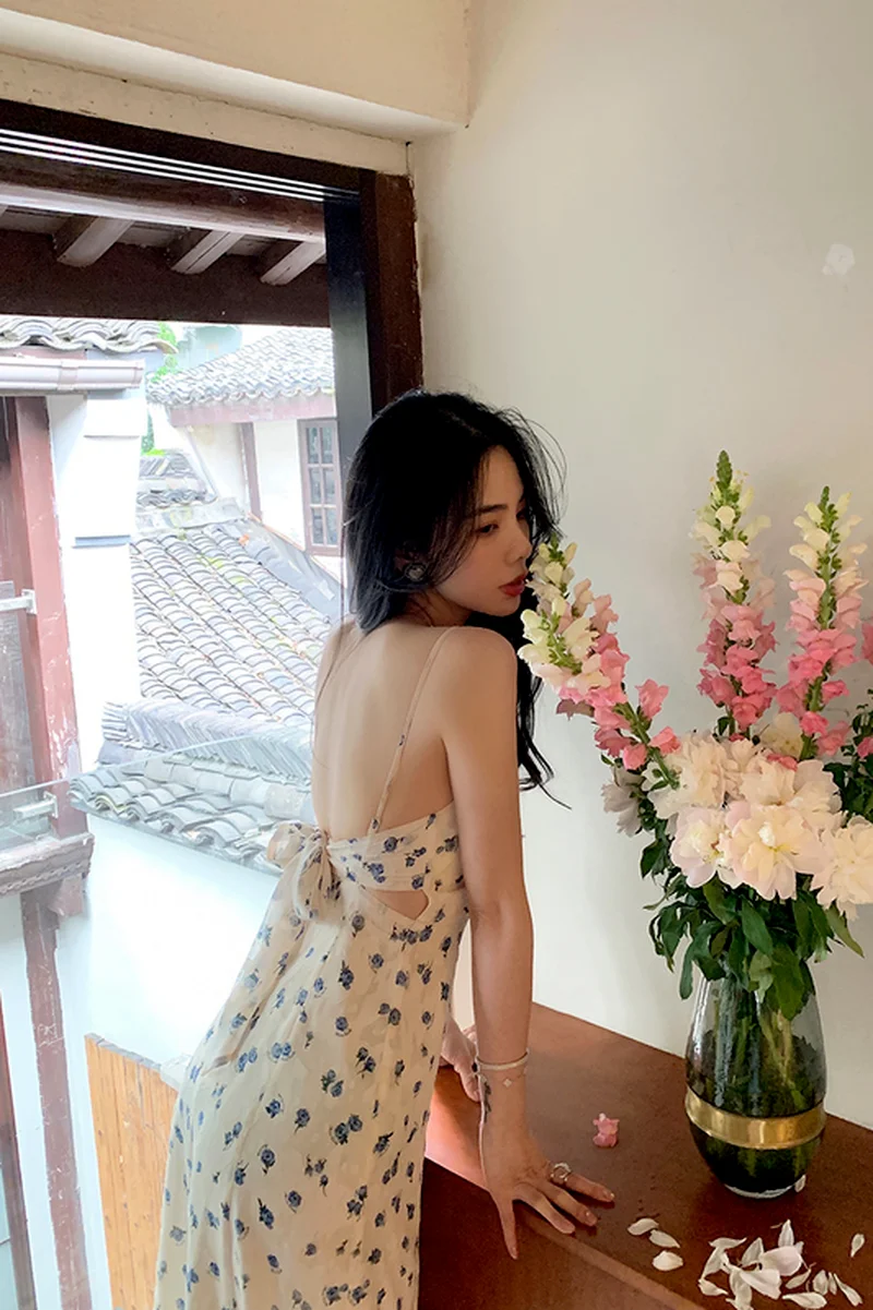 

Summer Midi Dresses For Woman 2022 White Floral Printed Strapless Female Dresses Kawaii Vintage Birthday Evening Dresses Holiday