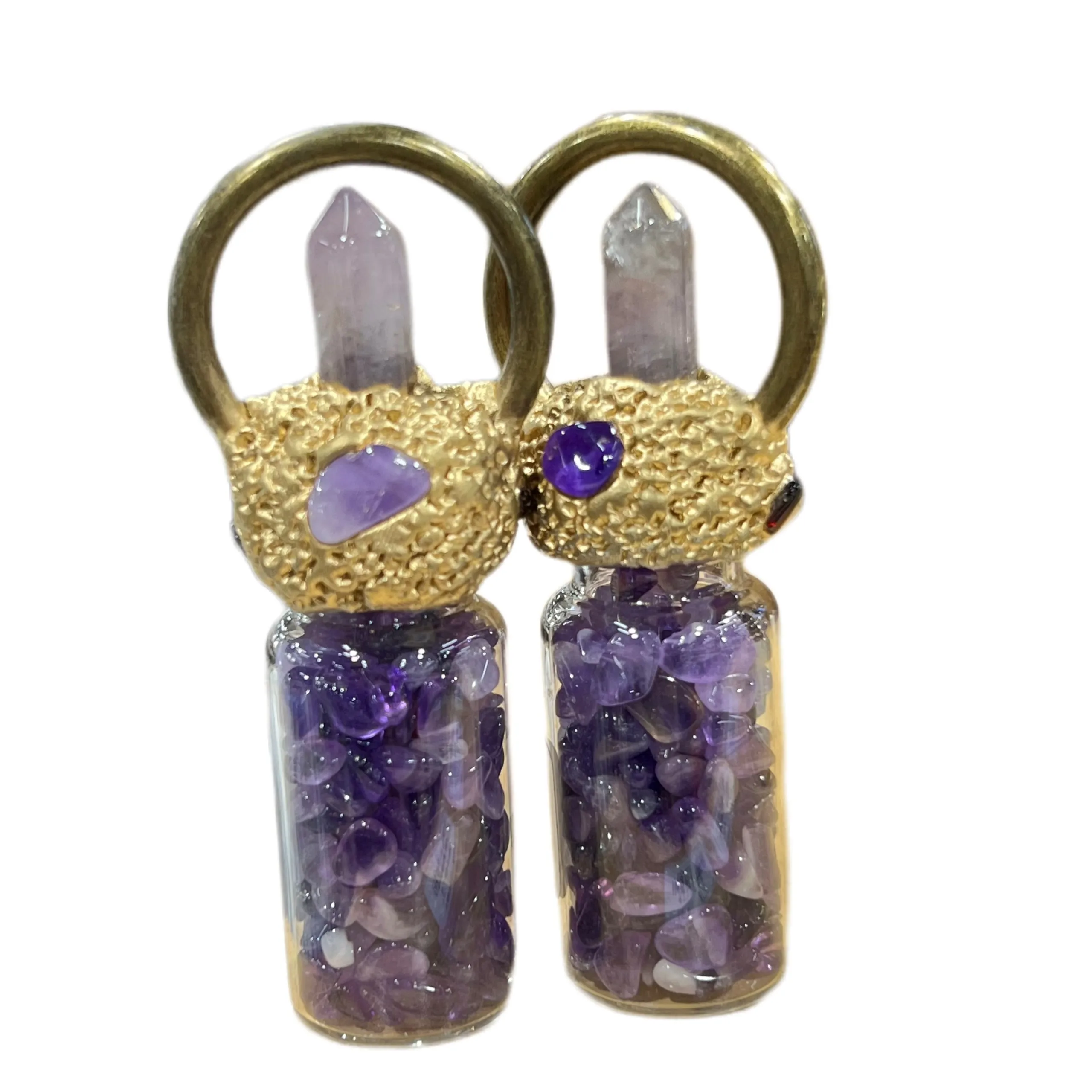 

Glass Wishing Bottles Natural Amethyst Crystal Healing Decoration Lucky Drifting Bottle Birthday Gifts