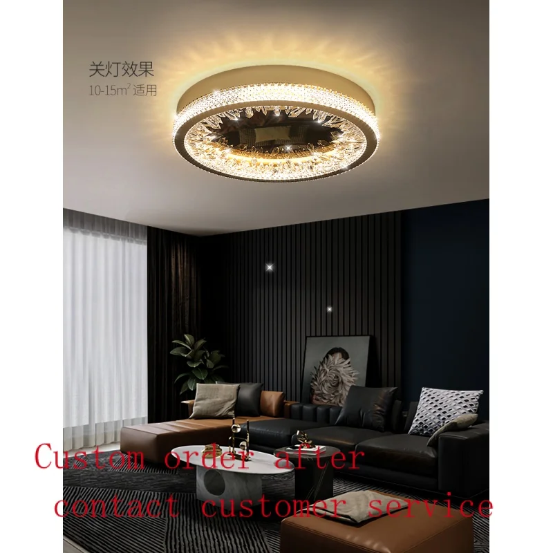 

Simple modern luxury bedroom ceiling lamp round crystal lamp new ultra-thin atmospheric restaurant study lamp