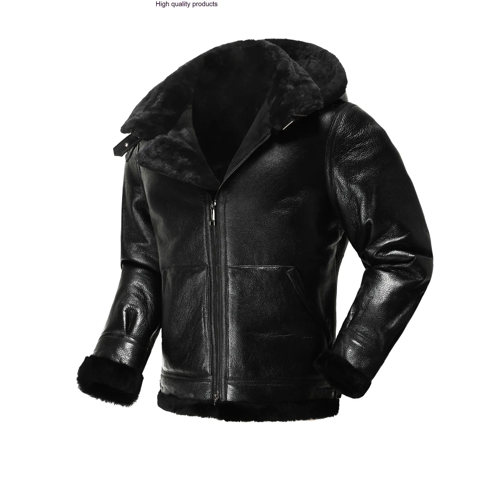 

original Winter ecological sheep men's hooded fur leather winter thickened and fleece jacket
