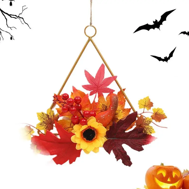 

Autumn Wreath Artificial Autumn Maple Leaf Wreaths Decorations Maples Leaf Sunflower Decor Hoop Wreath Farmhouse Rustic Seasonal