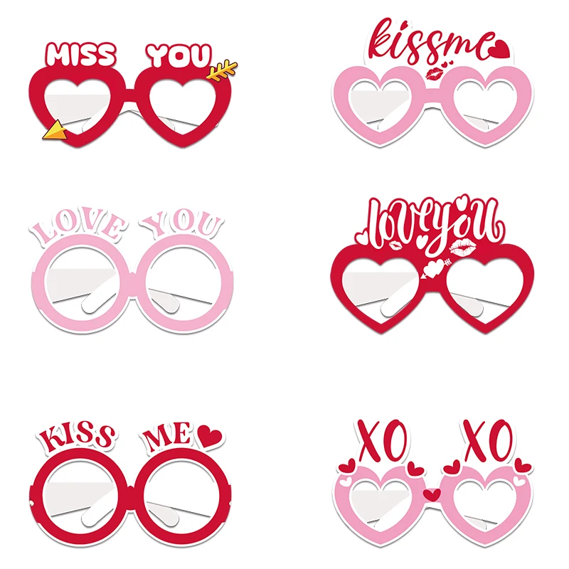 

Valentines Day Decor Paper Glasses Mask I Love You Wedding Decoration Birthday Party Supplies Romantic Gifts Photo Booth Props
