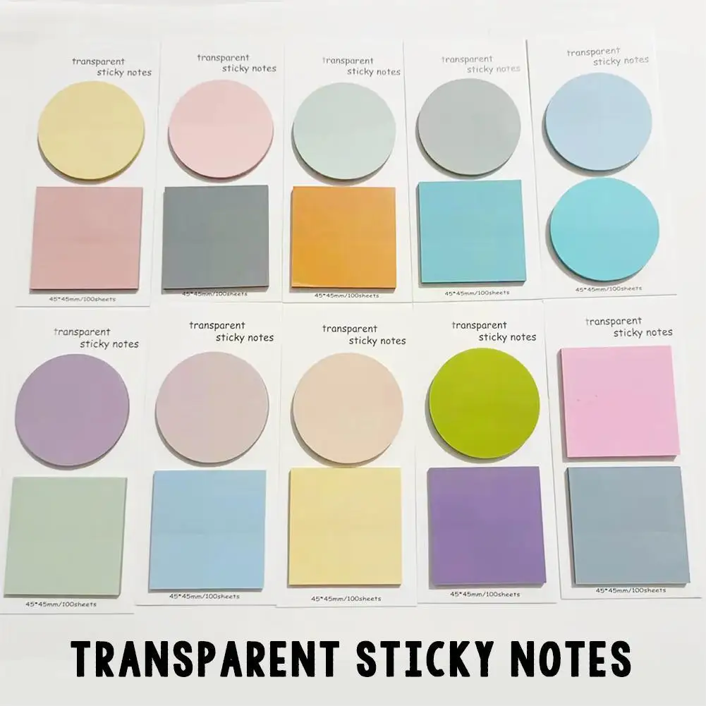 

100 Sheets Posted It Transparent Sticky Notes Self-Adhesive Annotation Memo Pad Stationery Notepad Bookmarks Books Ta F6W6