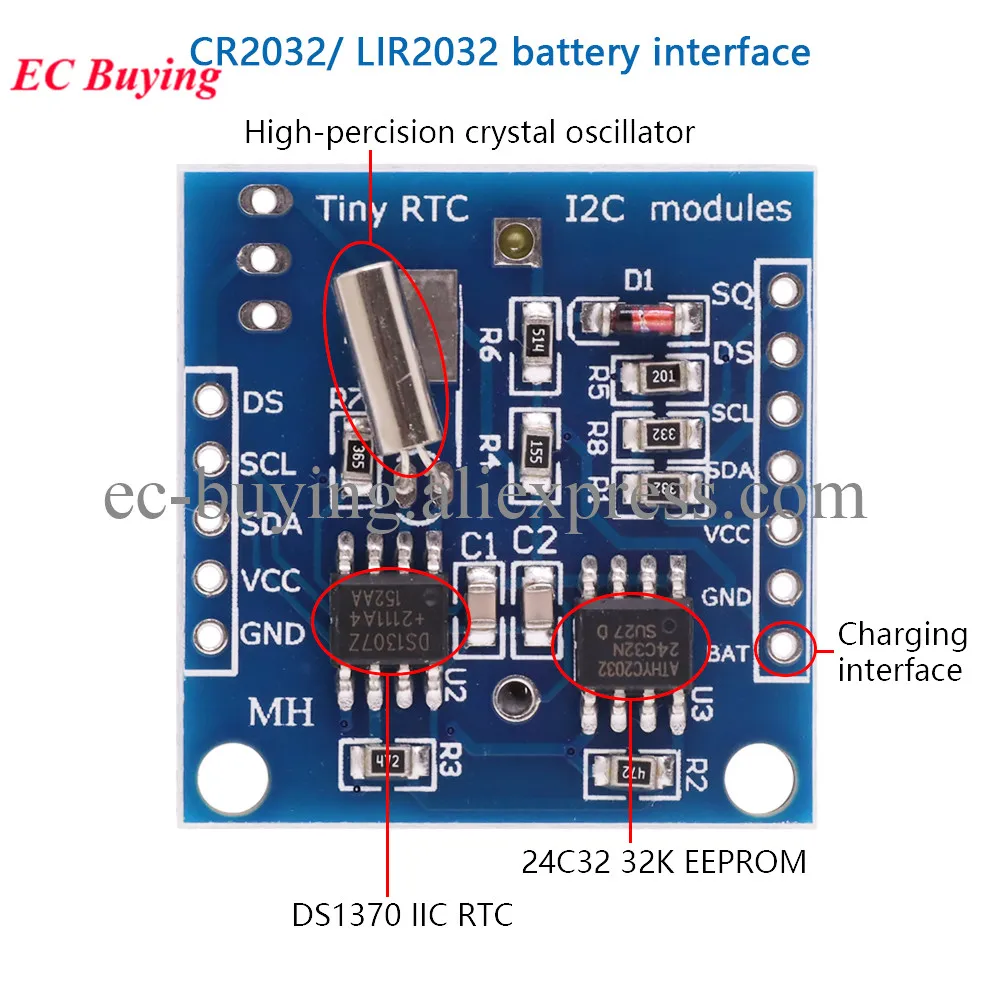 Модуль часов I2C RTC DS1307 AT24C32 в режиме реального времени для AVR ARM PIC Tiny модули памяти