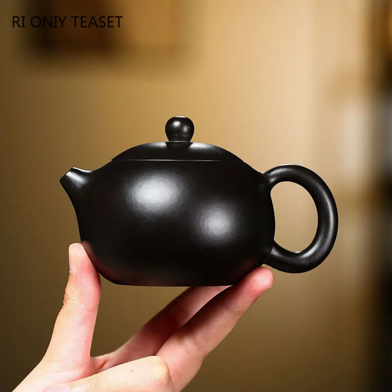 

170ml Tradition Black Mud Xishi Tea Pot Chinese Yixing Purple Clay Teapots Raw Ore Zisha Filter Tea Kettle Customized Teaware