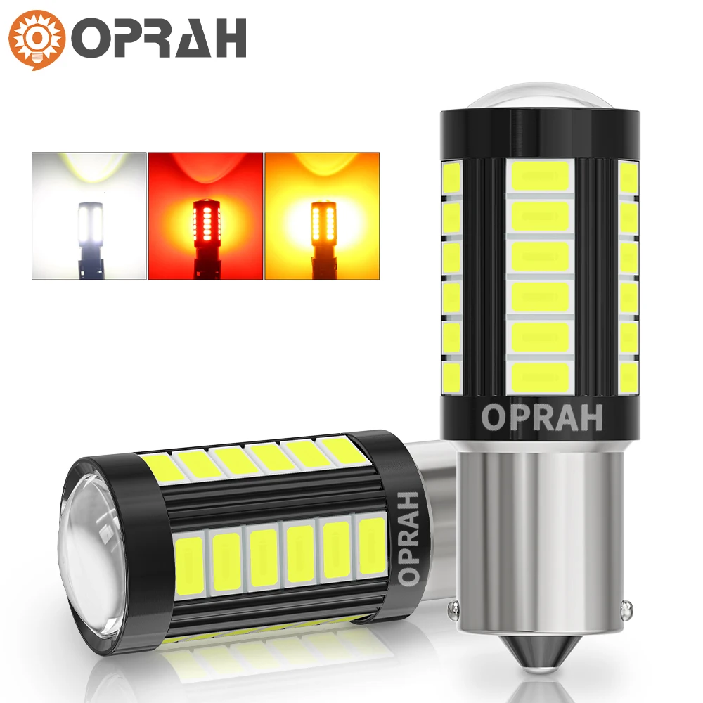 Oprah 1 шт. Автомобильная Фонарь 1156 BAU15S BA15S 1157 BAY15D P21/5 Вт передние задние сигнальные лампы DRL лампы 33 * 5630SMD Canbus 12 в 24 В