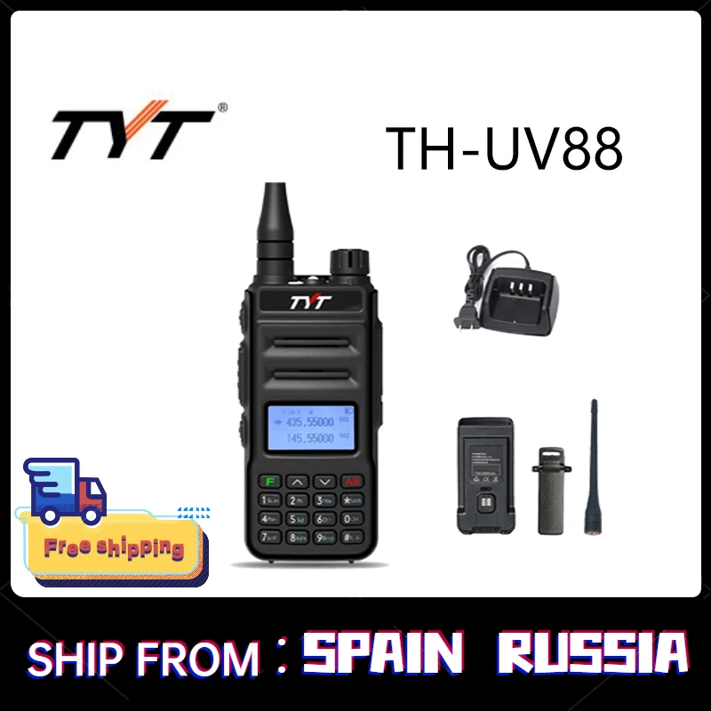 

TYT TH-UV88 Ham Radio Handheld Two Way Radio Analog Amateur Dual Band VHF UHF Walkie Talkies for Adults Long Range Rechargeable