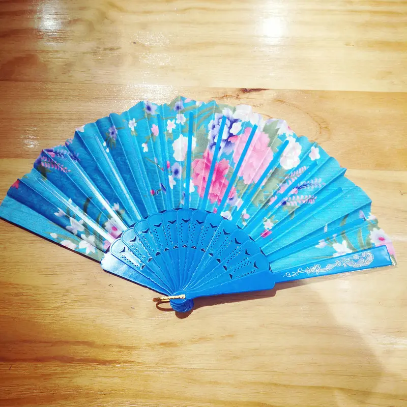 Восточная эстетика королевский синий танцевальный веер Золотая стена складной в
