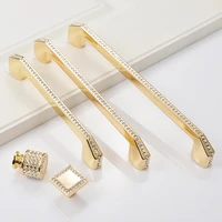 european luxury diamond crystal handle bright gold zinc alloy kitchen cabinet knob and handles drawer knobs hardware