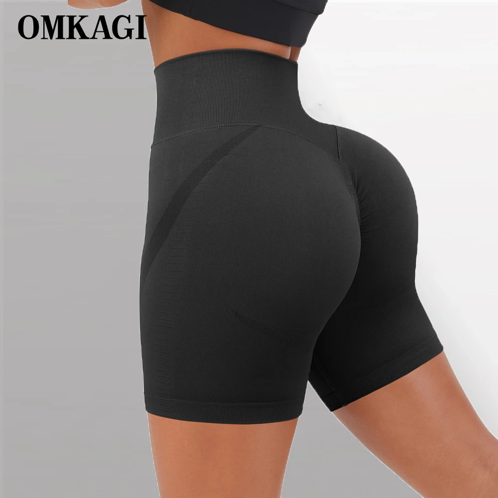 OMKAGI Высокая талия Йога Спортивные шорты женские летние разделяющий ягодицы