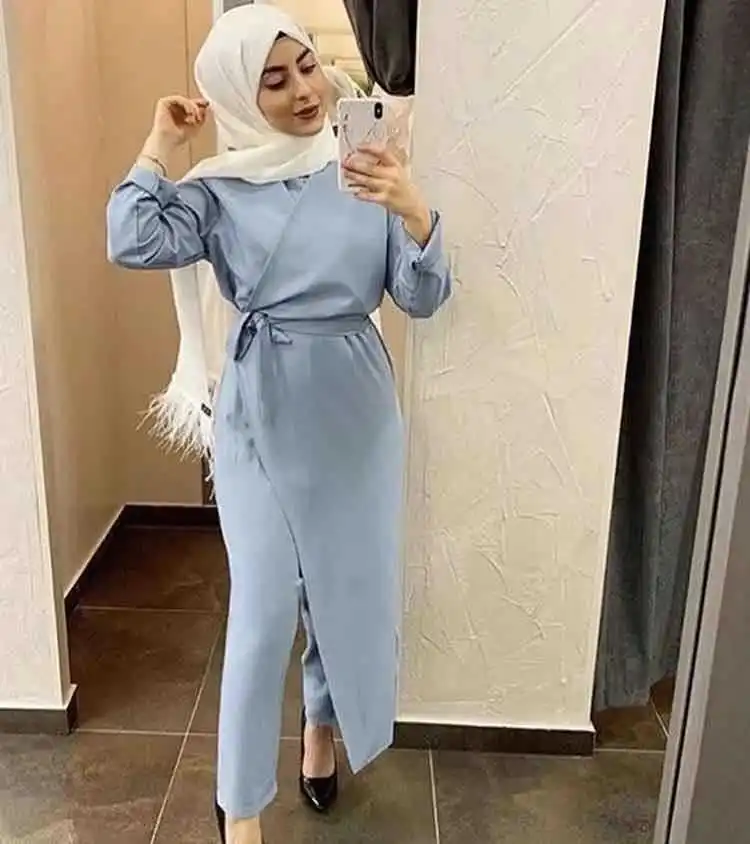 Eid Mubarak Kaftan Dubai Abaya Turkey Muslim Fashion Hijab Dress Sets Islam Clothing Abayas For Women Musulman Ensembles De Mode