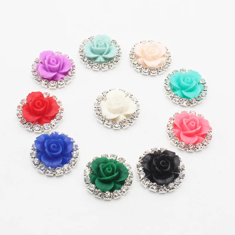 10 шт. 18 мм круглая полимерная роза, фотопуговица, «сделай сам», летняя одежда, украшения, аксессуары, свадебная лента, украшение