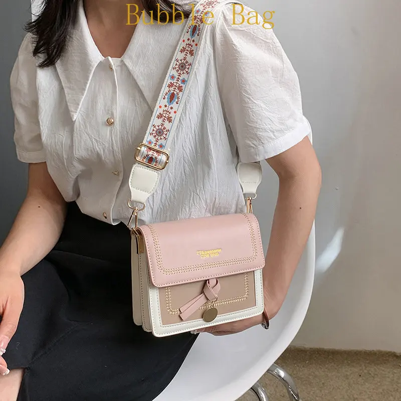Korean bag 2023 summer tide new handbag small fresh contrast color shoulder bag small square letter crossbody bag