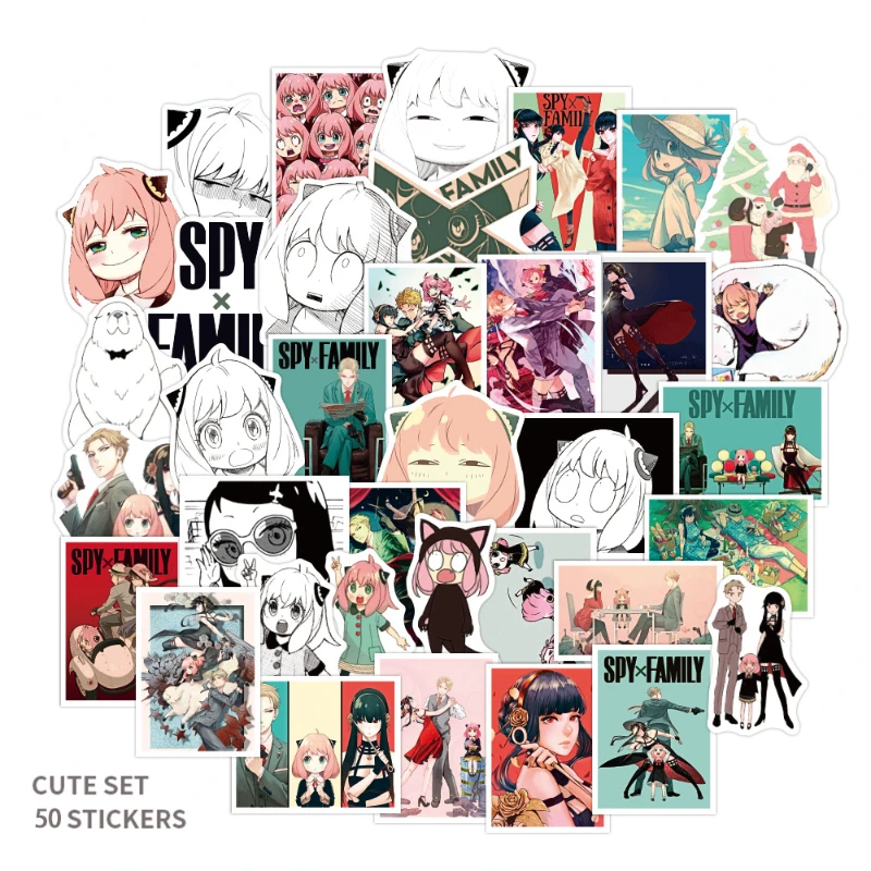 

50PCS Cartoon Spy Play House Anime Graffiti Sticker Notebook Guitar Bike Skateboard PVC Waterproof Sticker Gift Kawaii Like