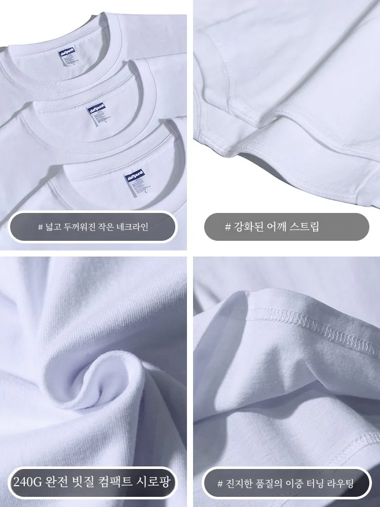 Fashion Brand American 240G Heavy round Neck Short sleeve T-shirt Men and Women Summer Solid Loose Cotton Retro Mountain Half...