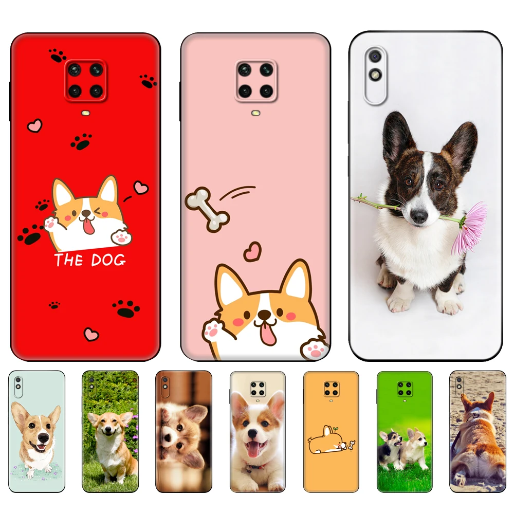 Черный чехол из ТПУ для Xiaomi Redmi 7A 8 8A 9 9A 9C Note 8T Pro T 9S с корги собакой милым мультяшным