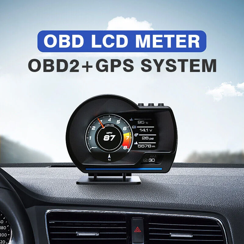 Newest Car HUD Auto Display OBD2 A500 GPS Smart Head Up Display Gauge Digital Odometer Security Alarm Water and Oil Temp. RPM