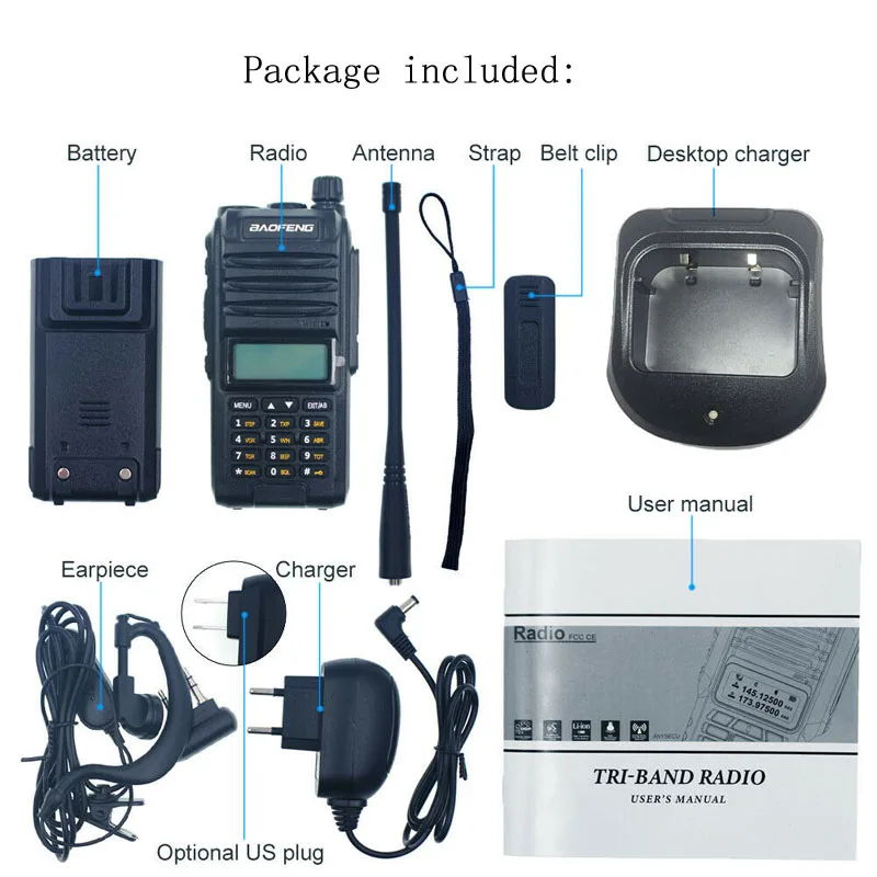 Baofeng BF-A58S Tri Band IP57 Waterproof Walkie Talkie 136-174/200-260/400-520MHz 128 Channel Portable Two Way Radio Transceiver