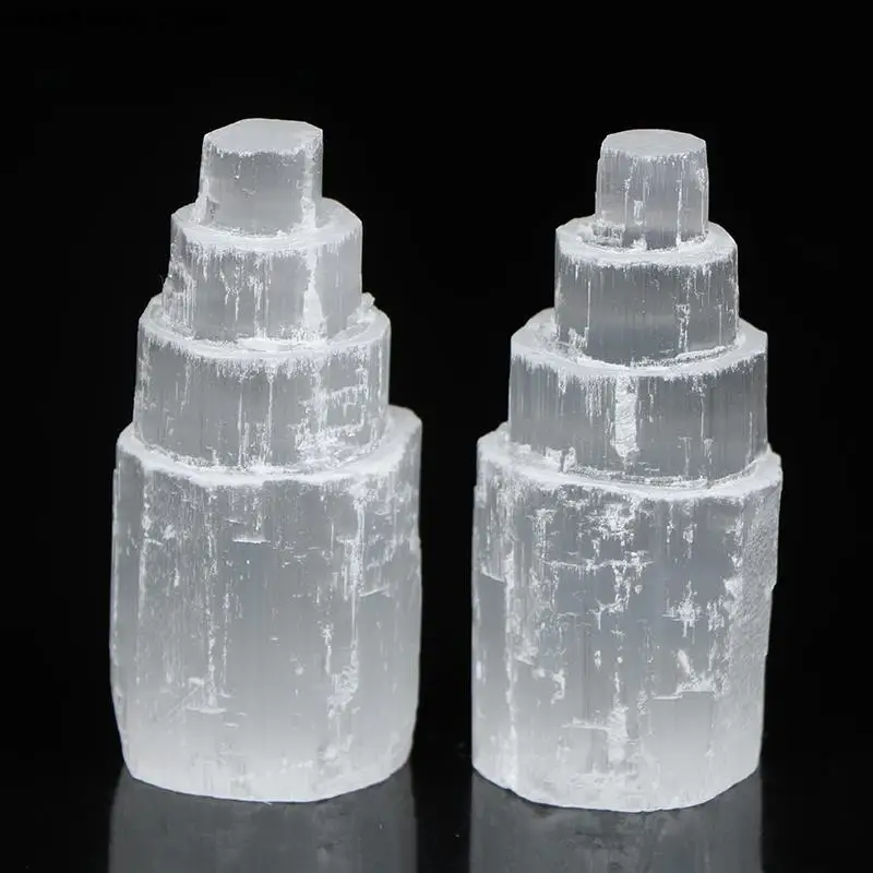 Натуральная лампа из селенита белая драгоценных камней резная льда Хрустальная