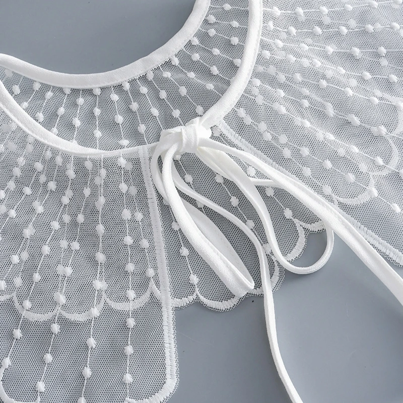 Женская шаль в форме пера с вышивкой ​​горошек съемный воротник прозрачная