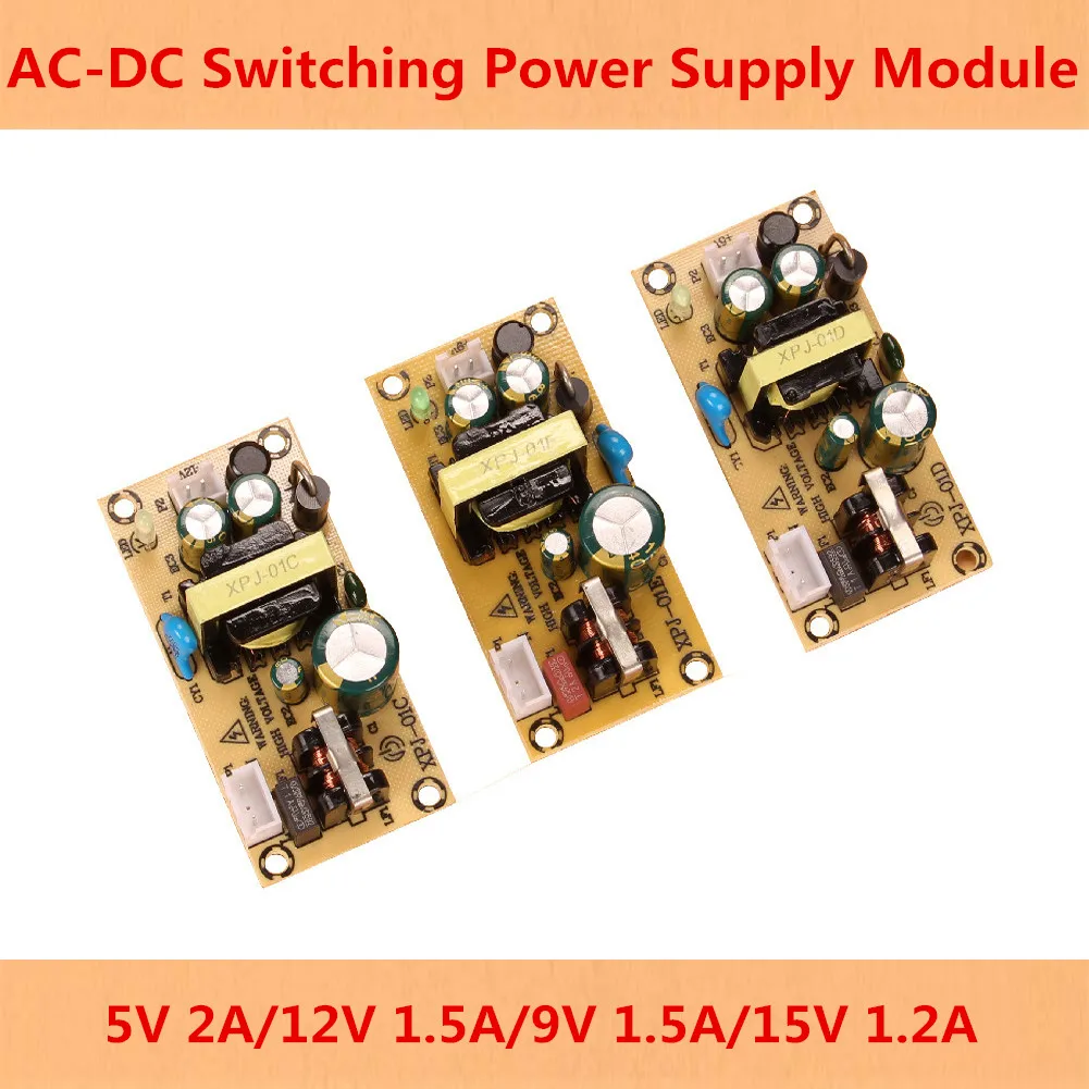 

AC-DC 5/9/12/15V 2A 1.5A 1.2A Switching Power Supply Module Bare Circuit AC 100-240V to 5V 9V 12V 15V Board Regulator for Repair