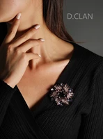 d clan round flower brooch high quality color zircon suit dress sweater coat pin fashion jewelry accessories gift for women mun