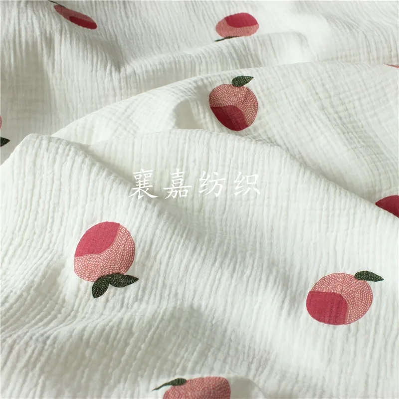 

2022 New Peach Double Gauze Crepe Home Clothes Month Cartoon Fabric