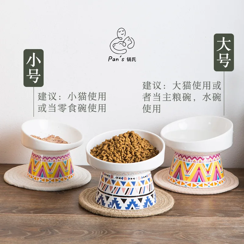 

Pet Ceramic Cat Bowl Dog Bowl Protection Cervical Vertebra Oblique Mouth Single Bowl Cat Food Bowl Cat Water Bowl Pet Supplies
