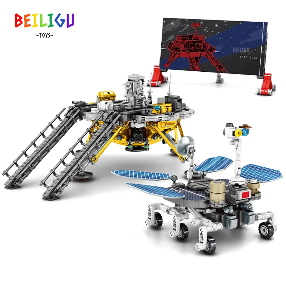

1098 шт. космический робот Tianwen-1 Mars Rover, строительные блоки, модель шаттла, городские кирпичи, развивающие игрушки для детей