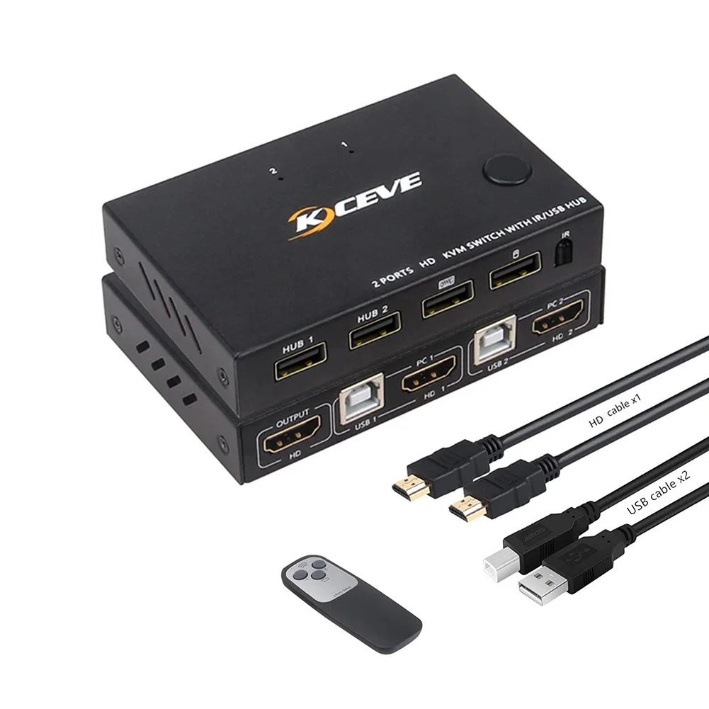 4K KVM Switch USB Switcher HDMI-compatible 2 Port Box for Laptop PC Keyboard Mouse Printer 2 PCs Sharing 4 Devices USB Switch