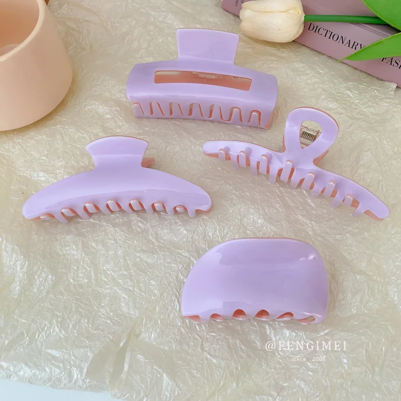 

Korean Fashion Konjac Purple Geometry Grab Clip Hairpin Temperament Back Of The Head Dish Shark Simple Sweet Hair Accessori