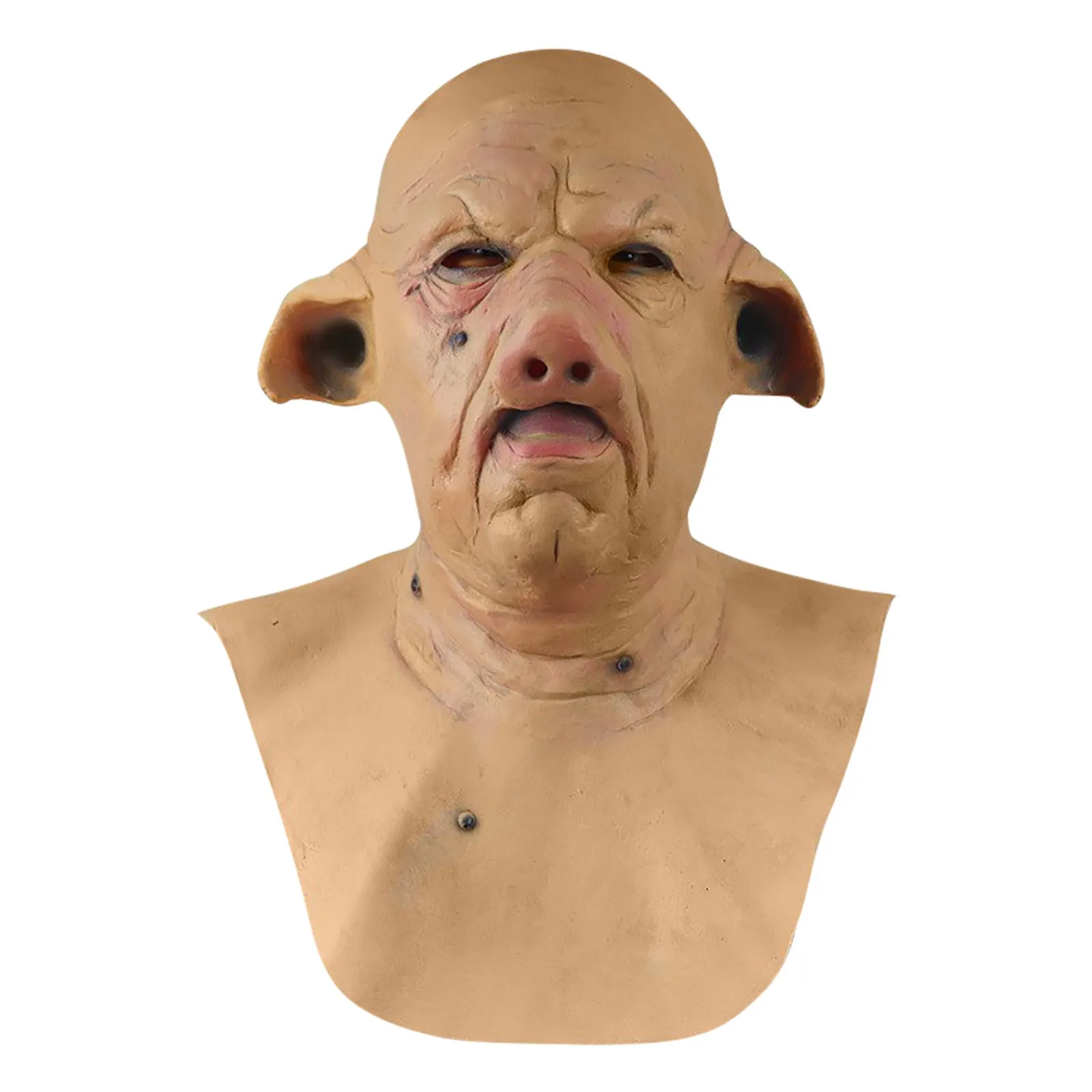 

Голова свиньи, мужская маска на все лицо на Хэллоуин, 3D реалистичный жуткий череп, головной убор, ужас, полная маска на голову, для пожилых людей, косплей, искусственное украшение