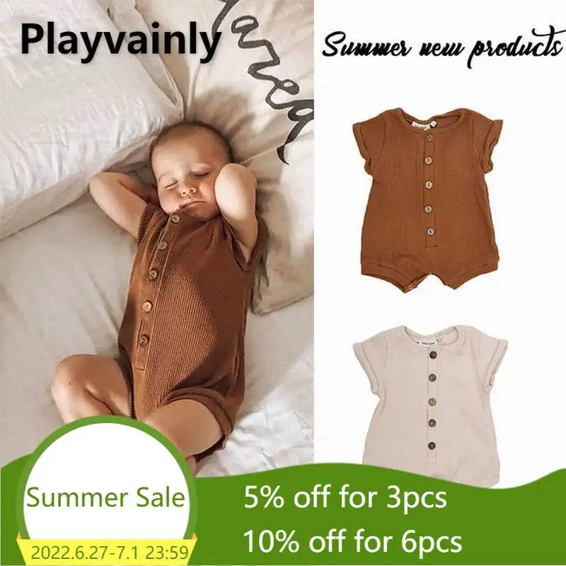 

Baby Boy Girl 2021 New Cotton thread Short Sleeve One Piece Romper Baby casual clothes 0-2Y E10015
