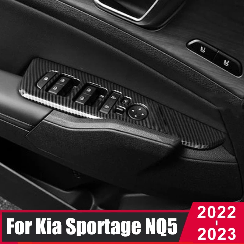 

Car Window Glass Lift Switch Panel Armrest Decoration Trim Sticker For Kia Sportage 2022 2023 NQ5 Europe GT Line HEV Accessories