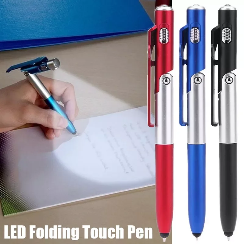 

Pen with LED Light Multifunction Folding Stand for Phone Holder Night Reading Stationery Pen for Office School Student