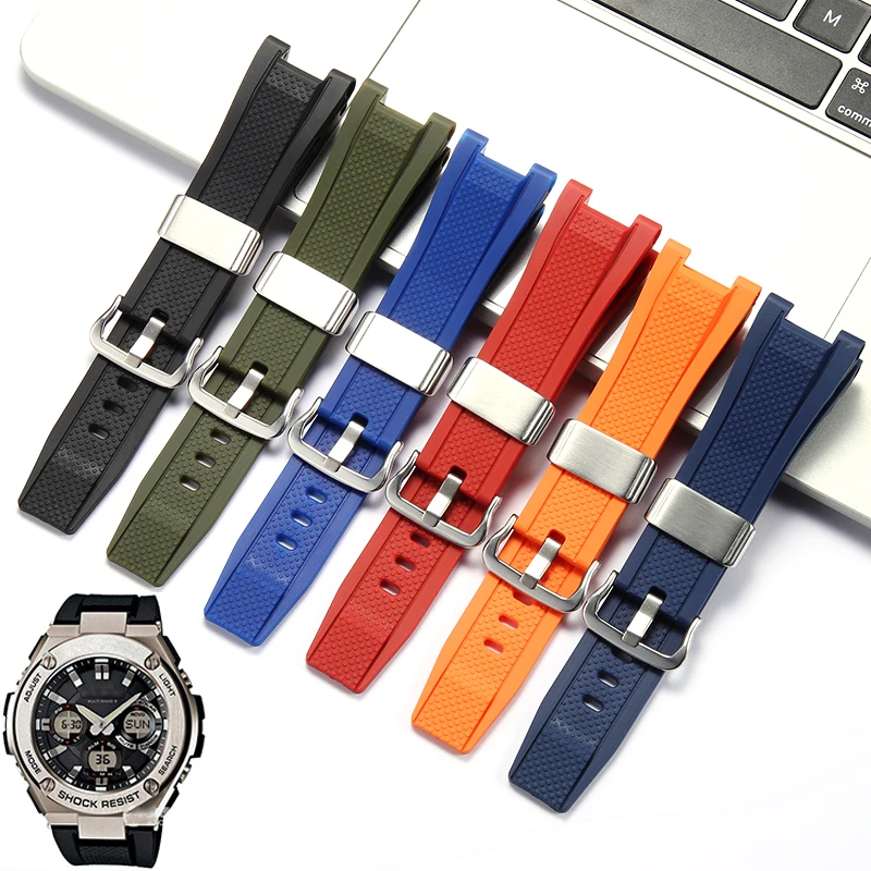 Resin Strap Watch Accessories for Casio GST-210 GST-S130 S110 S100 W130L W100 W110 Men's Waterproof Band Stainless Steel Loop