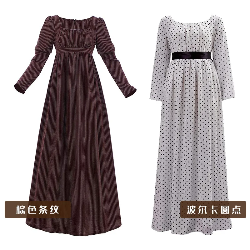 

Medieval Victorian JANE Austen Dress Regency Brown Ball Dress Vintage High Waistline Tea Gown Dress Chemise Costumes