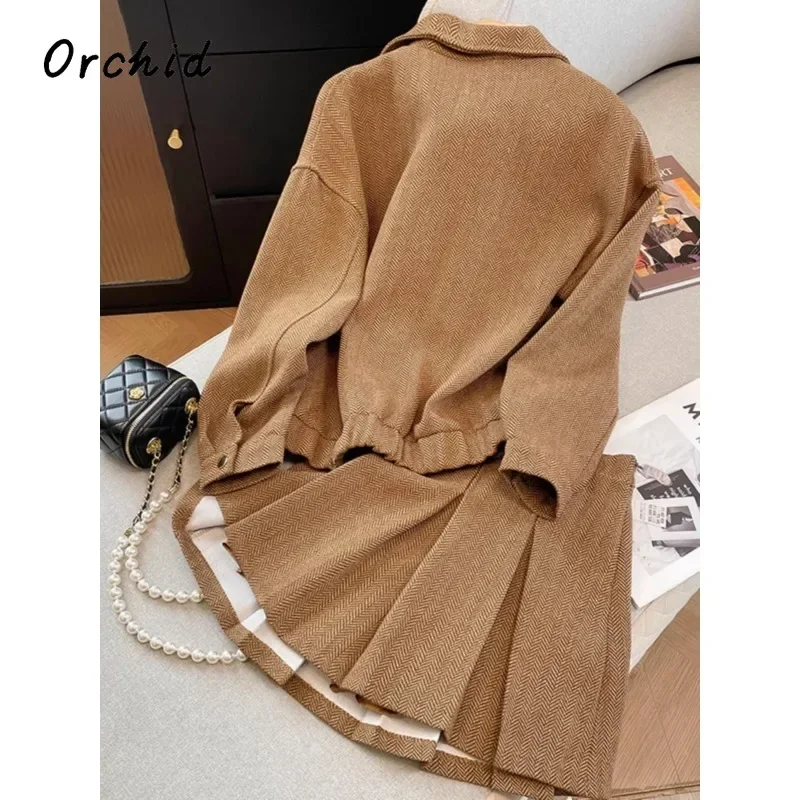 2024 Осенний винтажный элегантный стильный комплект из 2 предметов женское пальто