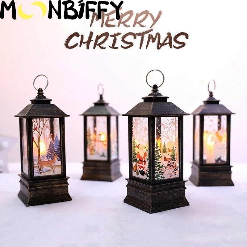 

2022 Nieuwe Kerst Simulatie Vlam Lamp Kleine Olie Lamp Decoratie Props Bar Desktop Ornament Xmas Licht Draagbare Kleine Lantaarn