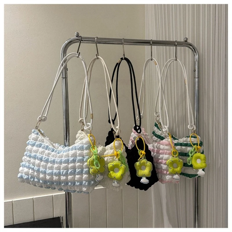 Пузырьковый плиссированный рюкзак текстурная Сумка-тоут под подмышек