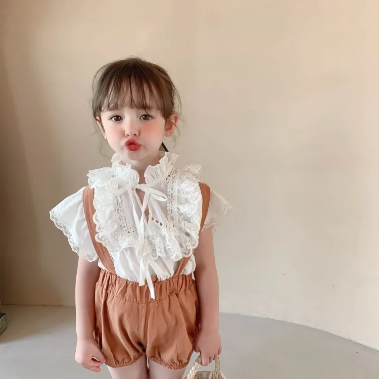

Новая летняя детская одежда для девочек Корейская версия сказочного кружева без рукавов Топ для кукол Детский милый