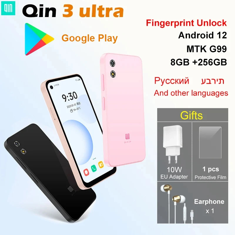 Qin 3 ultra MTK G99 5.02 Inch 8GB 256GB Wifi Bluetooth 5.2 Fingerprint Unlock Touch screen 720*1520 Global Version Android Phone