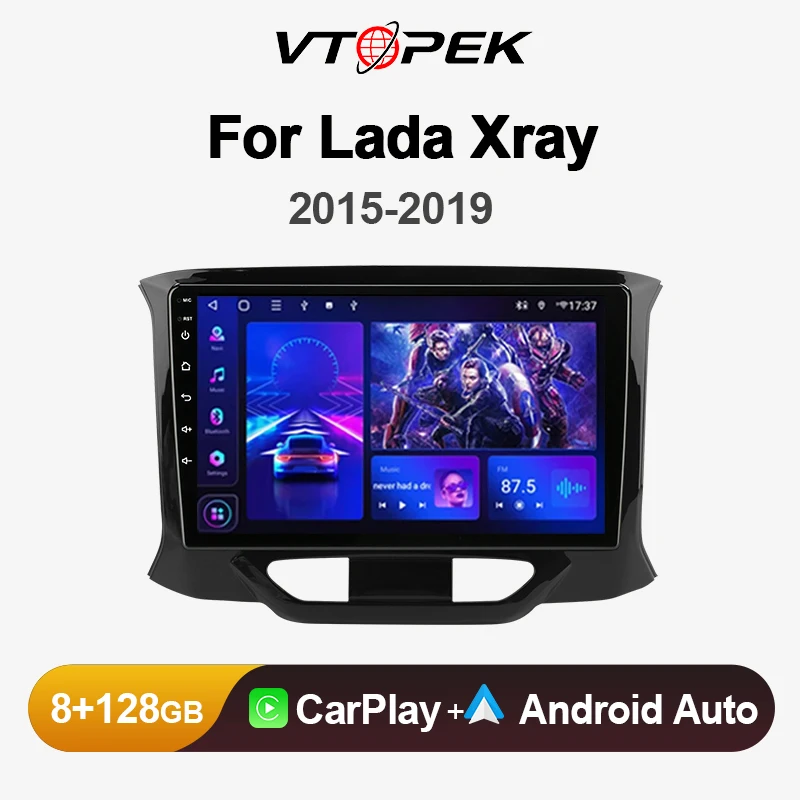 Vtopek Auto Magneto для LADA XRAY 2015-2019 2 Din Android 12 Мультимедийный видеоплеер с GPS-навигацией DVD