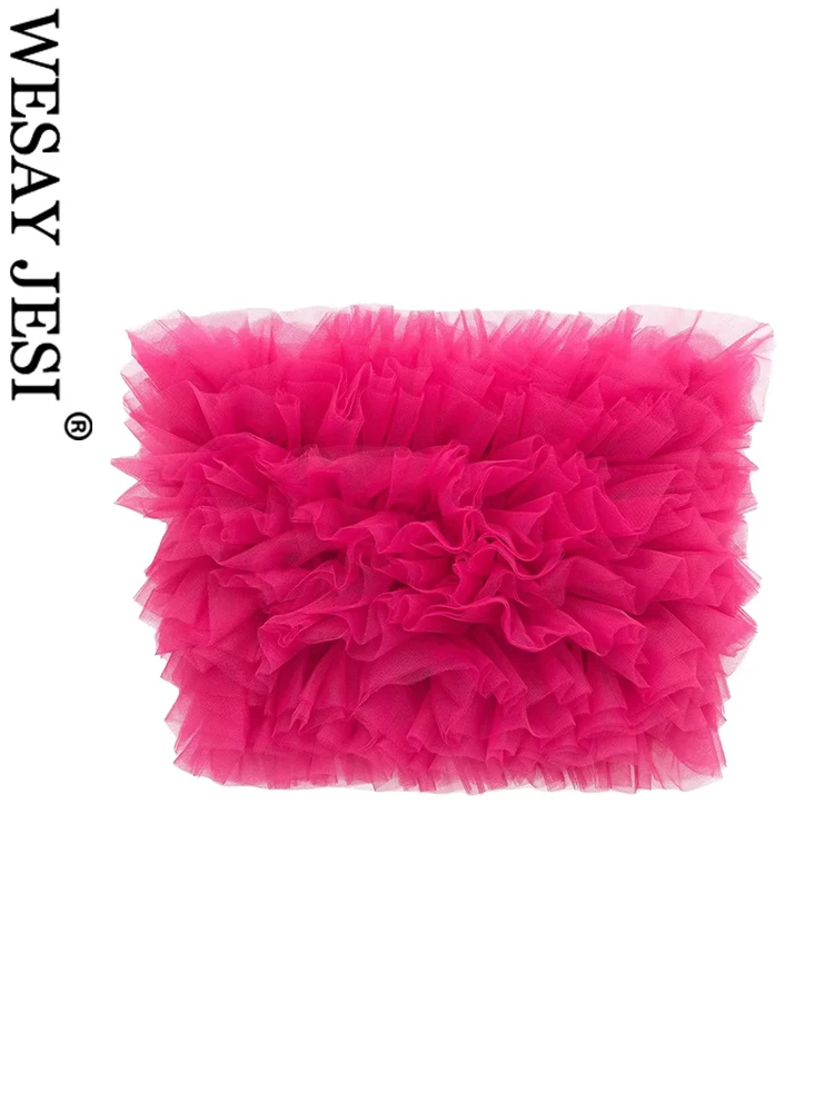 

WESAY JESI летний женский бюстгальтер без бретелек однотонный розовый красный топ сетчатый трехмерный Легкий эластичный пикантный короткий жи...