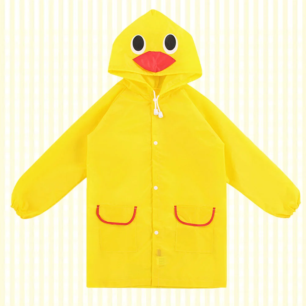 S With Hood Cartoon Animal Design Rain Coat Cover For Kids Girls Boys (yellow, Suitable For Height 80-130cm)