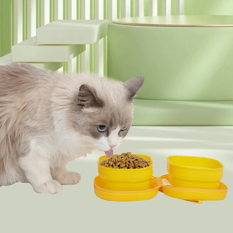 Сопутствующая чаша для домашних животных уличная силиконовая складная