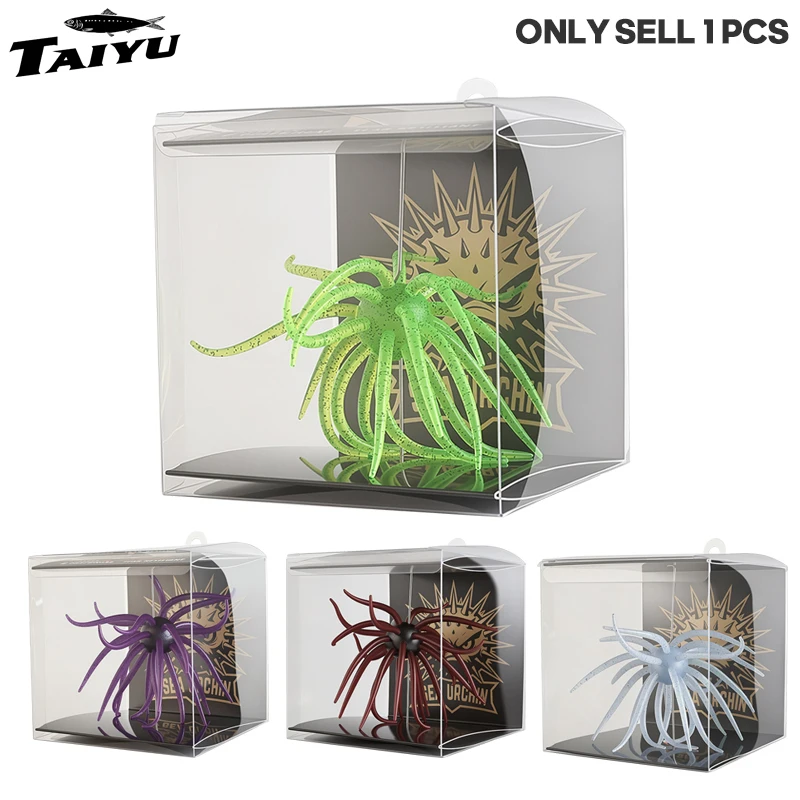 Фото Мягкая приманка TAIYU Coike Urchin 13 см в коробке, прочная эластомерная приманка с пипетками для хищной рыбы, рыболовные снасти для ловли баса №1