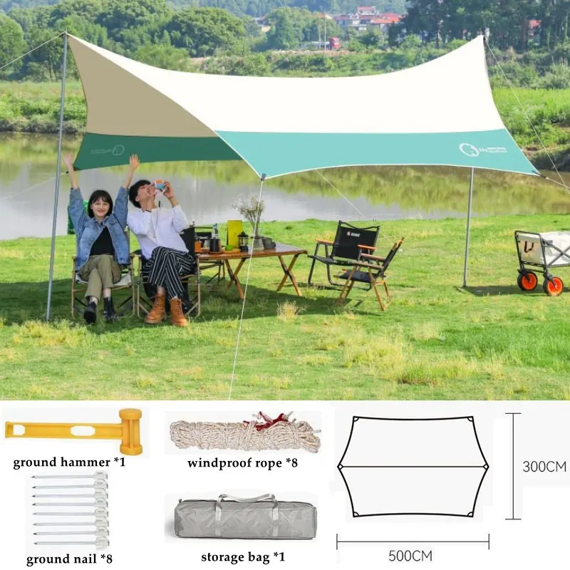 Outdoor Large Waterproof Canopy Beach Garden Sunshade Tarp Tent Anti-UV Sun Proof Portable Sun Shelter Camping Tourist Awning