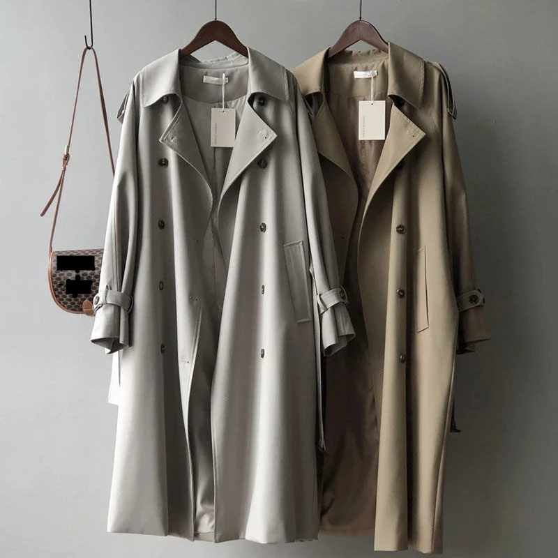 

Trench Coat For Women Spring Autumn Elegant Double Breasted England Streetwear Windbreaker With Belt Female Sobretudo Feminino